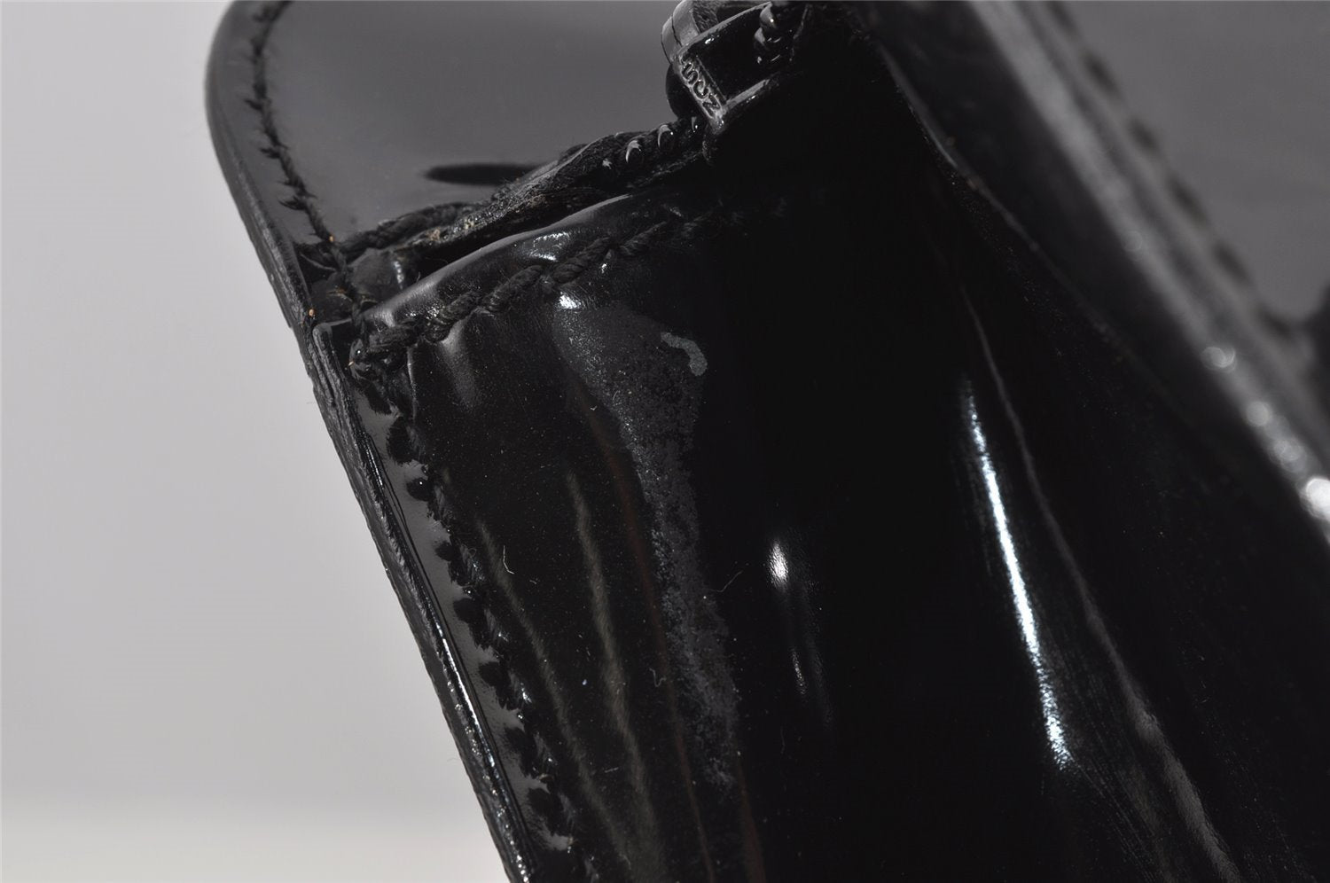 Authentic GUCCI Bamboo 2Way Shoulder Briefcase Business Bag Enamel Black 6407J