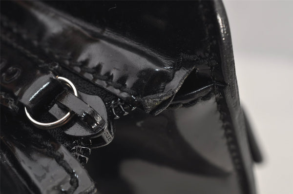 Authentic GUCCI Bamboo 2Way Shoulder Briefcase Business Bag Enamel Black 6407J