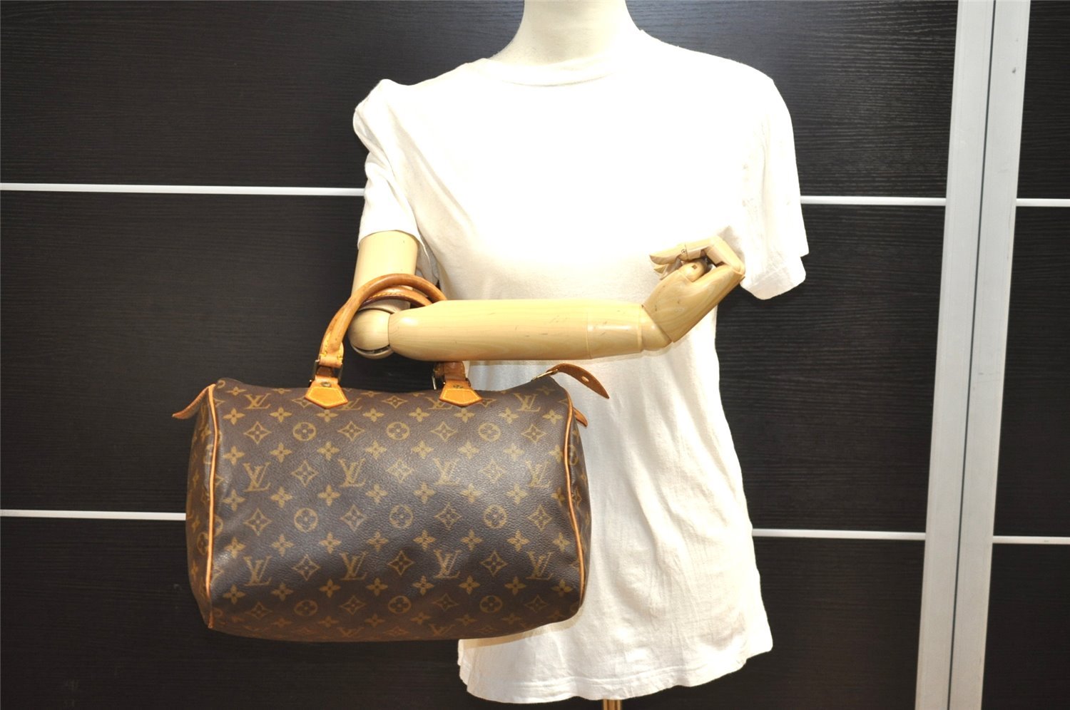 Authentic Louis Vuitton Monogram Speedy 30 Hand Boston Bag M41526 LV 6408I