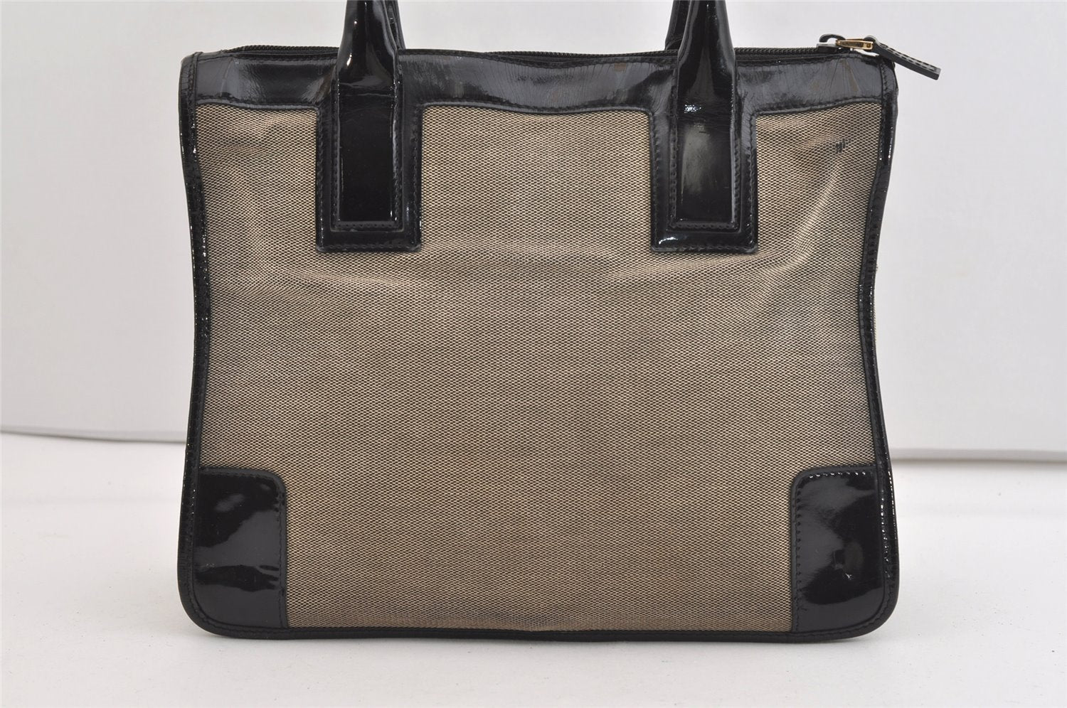 Authentic GUCCI Vintage Shoulder Tote Bag Canvas Enamel 0000855 Beige 6408J