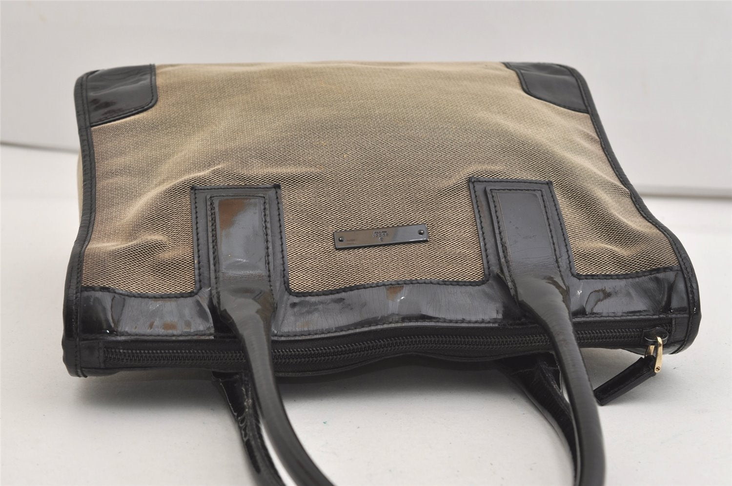 Authentic GUCCI Vintage Shoulder Tote Bag Canvas Enamel 0000855 Beige 6408J