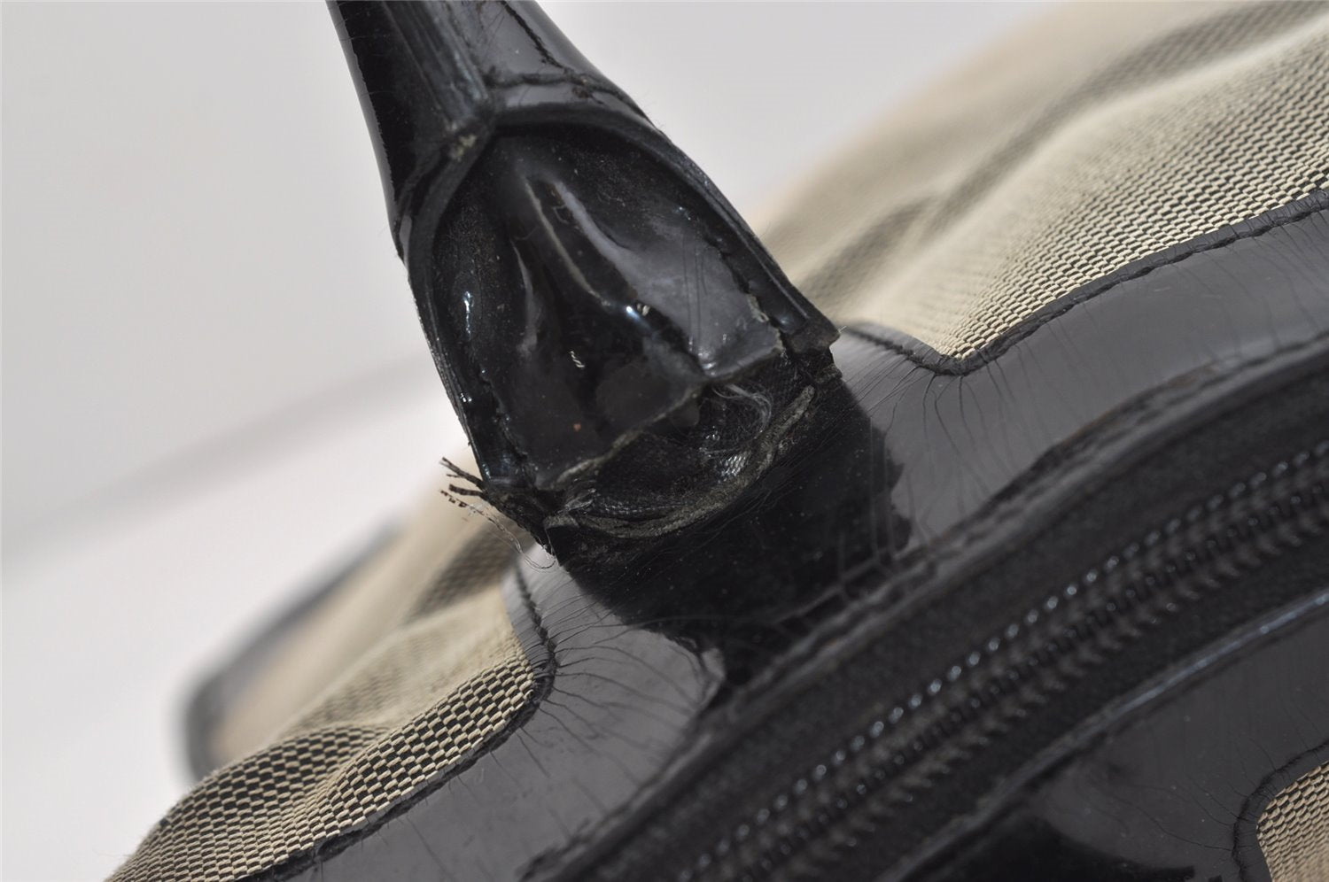 Authentic GUCCI Vintage Shoulder Tote Bag Canvas Enamel 0000855 Beige 6408J