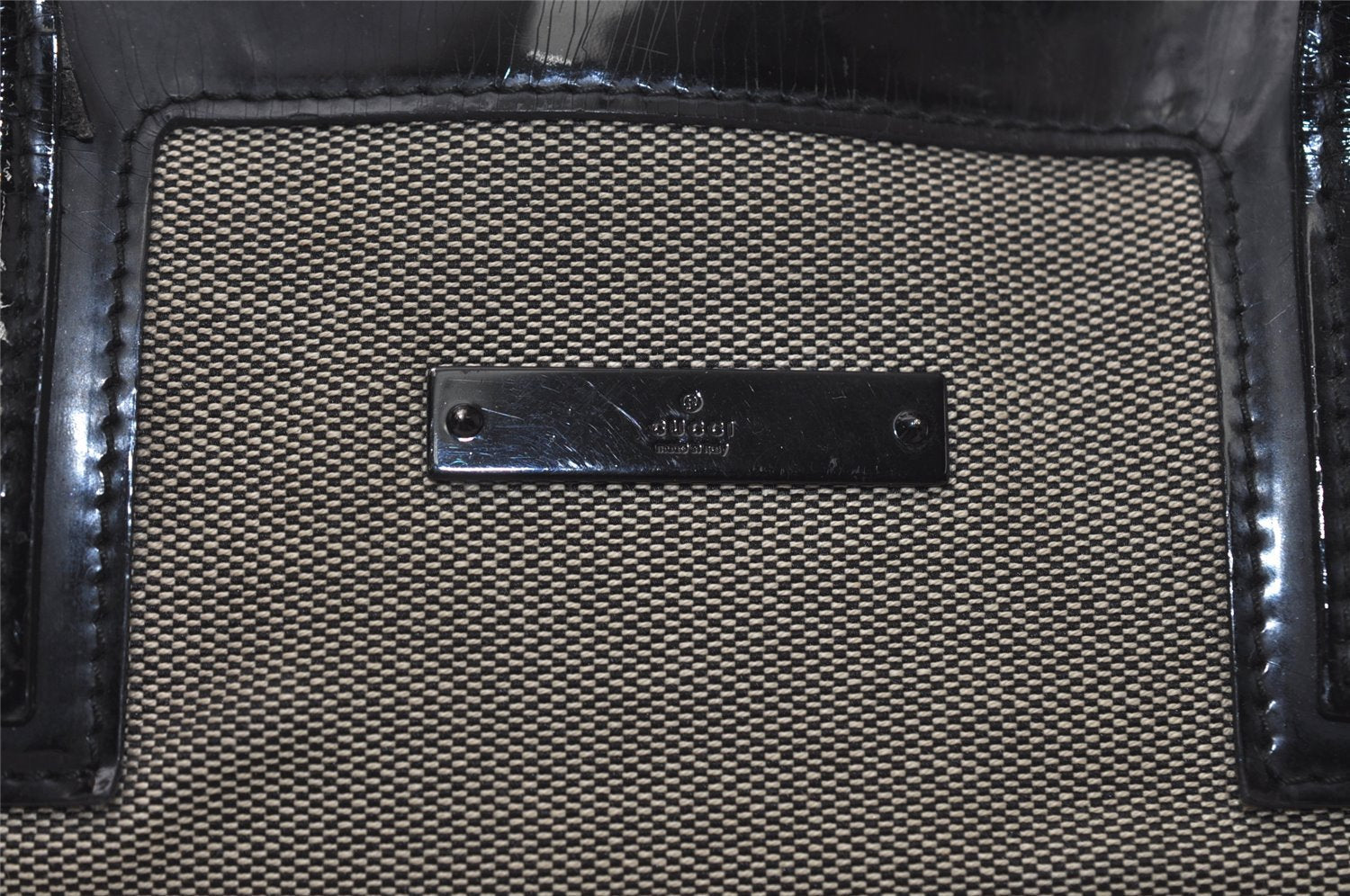 Authentic GUCCI Vintage Shoulder Tote Bag Canvas Enamel 0000855 Beige 6408J