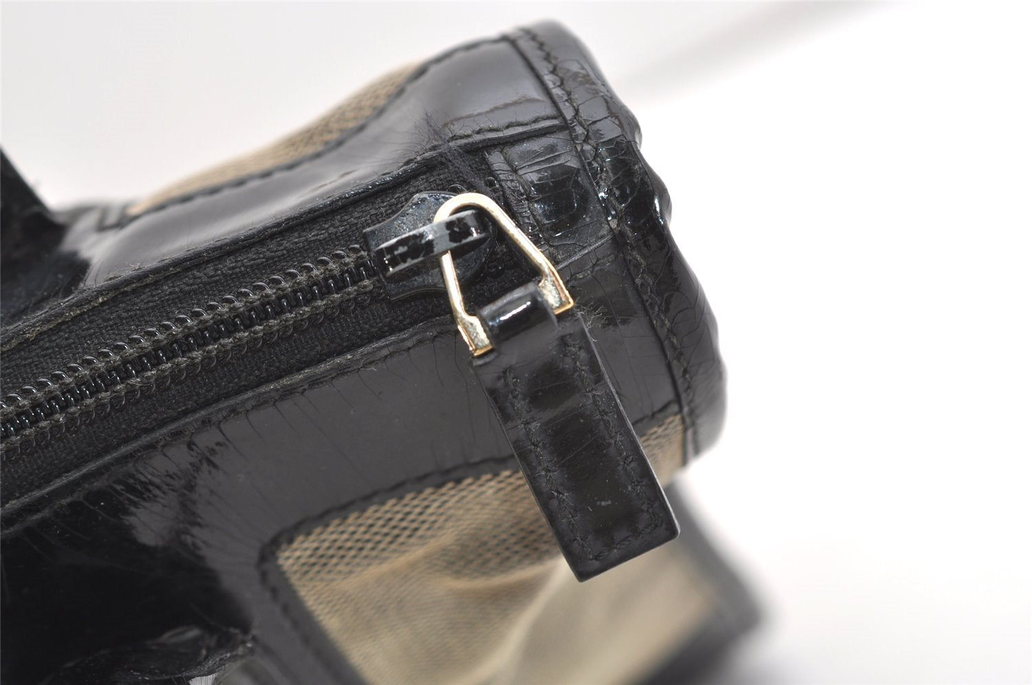 Authentic GUCCI Vintage Shoulder Tote Bag Canvas Enamel 0000855 Beige 6408J