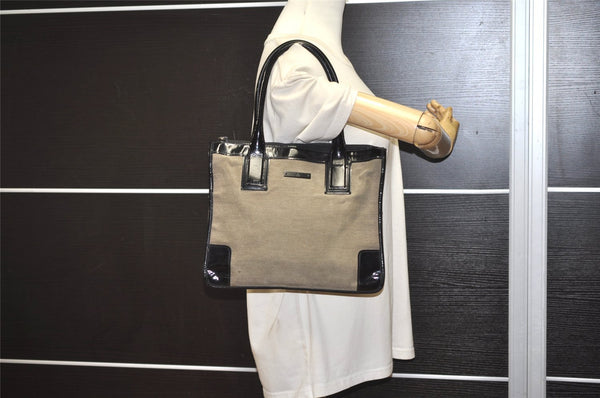 Authentic GUCCI Vintage Shoulder Tote Bag Canvas Enamel 0000855 Beige 6408J