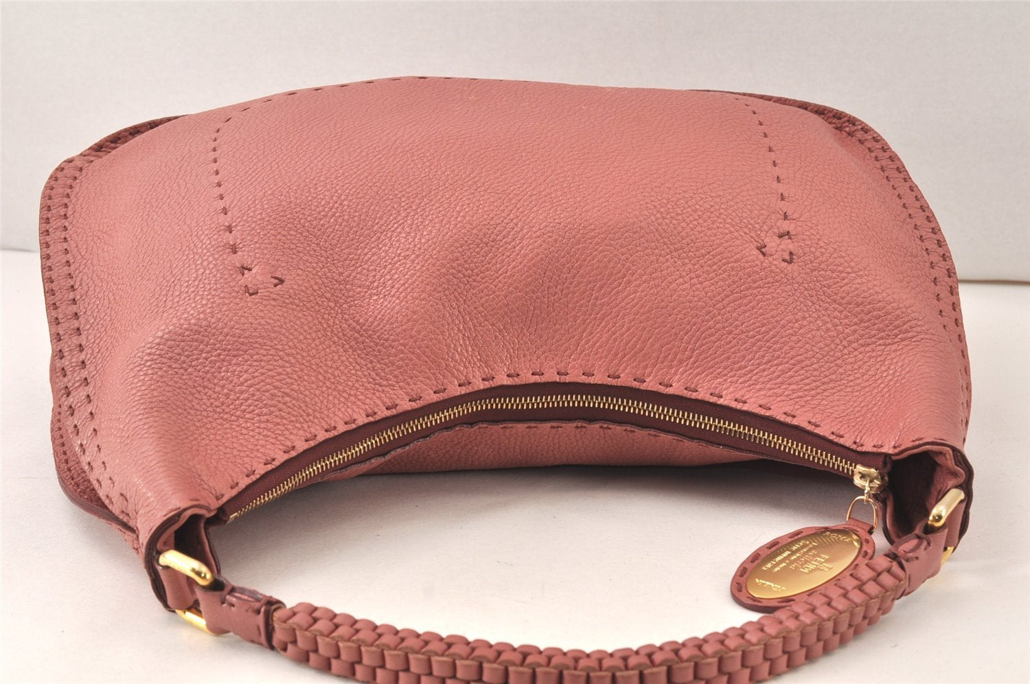 Authentic FENDI Vintage Selleria Shoulder Hand Bag Leather Pink 6408K