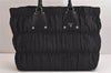 Authentic PRADA Tessuto Gaufre Nylon Leather Shoulder Tote Bag Black 6410J