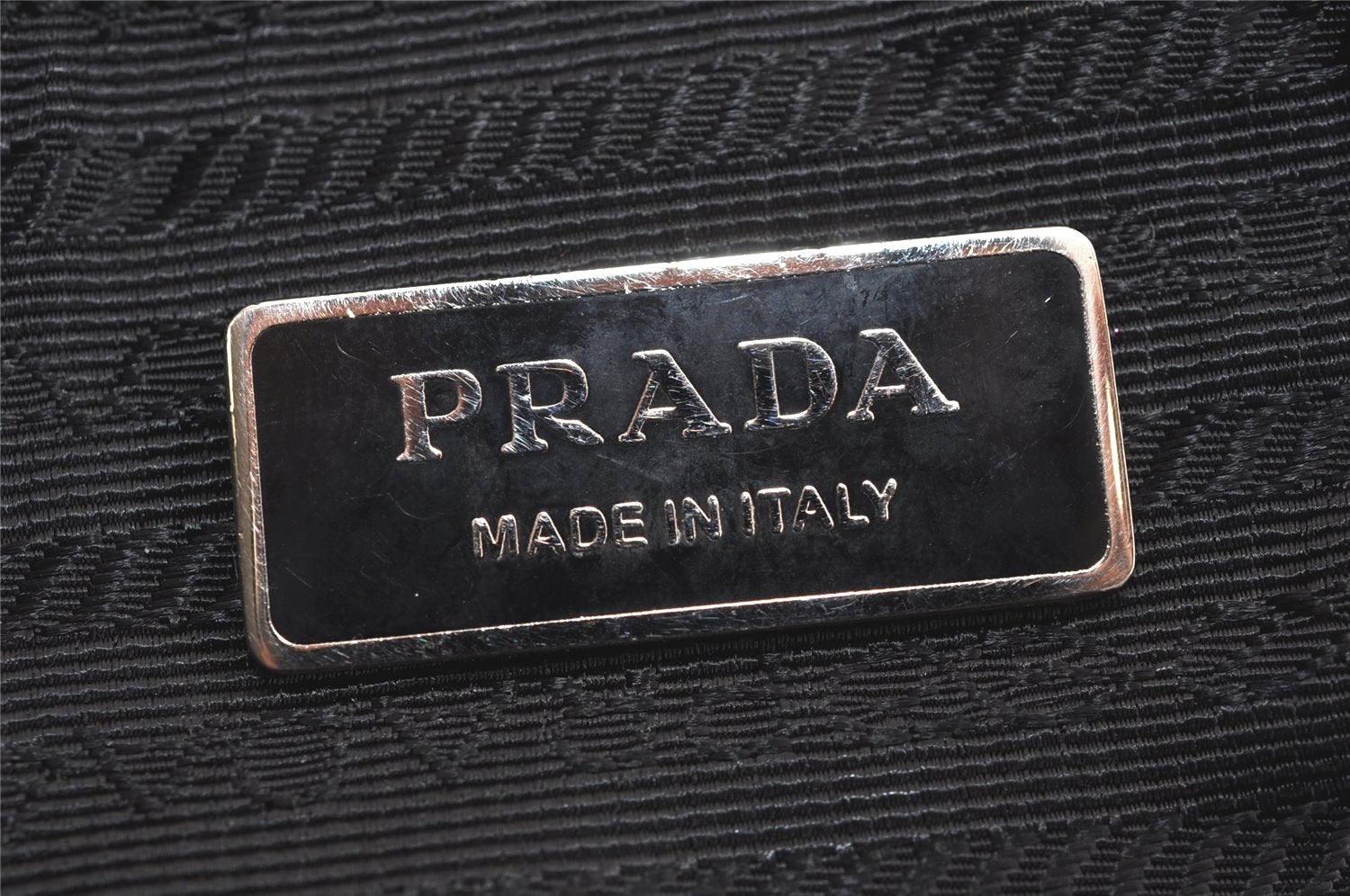 Authentic PRADA Tessuto Gaufre Nylon Leather Shoulder Tote Bag Black 6410J