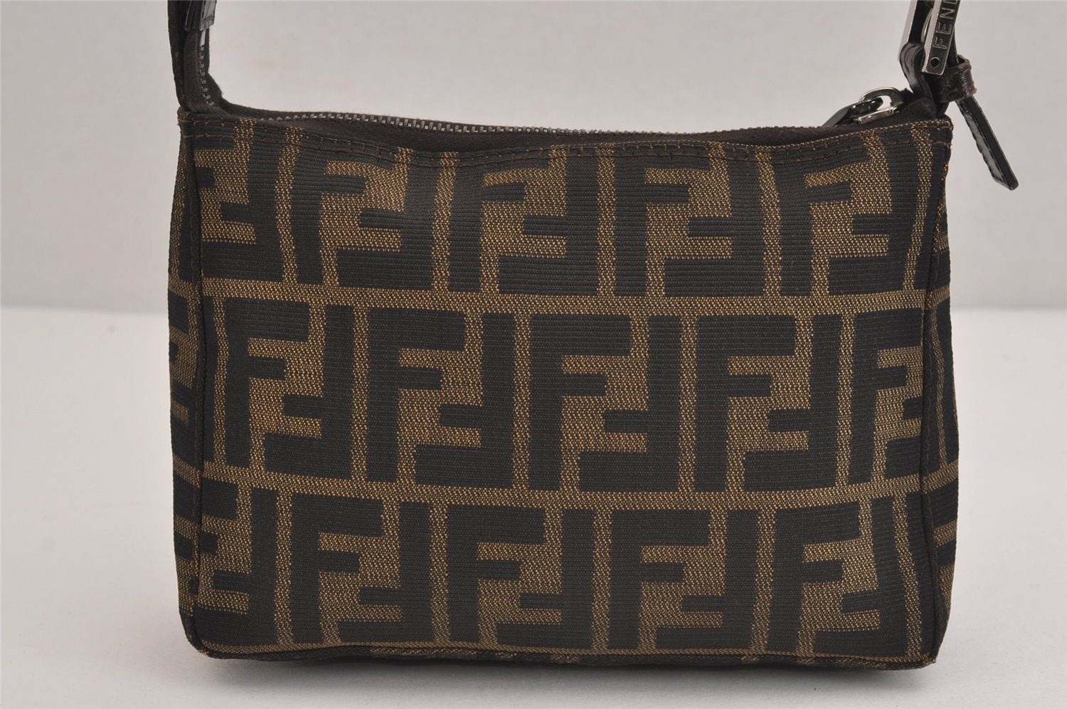 Authentic FENDI Vintage Zucca Shoulder Hand Bag Purse Canvas Leather Brown 6411J