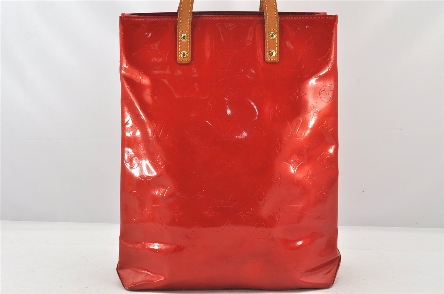 Authentic Louis Vuitton Vernis Reade MM Hand Bag Red M91086 LV 6412K