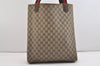 Authentic GUCCI Web Sherry Line Shoulder Tote Bag GG PVC Leather Brown 6413J