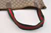 Authentic GUCCI Web Sherry Line Shoulder Tote Bag GG PVC Leather Brown 6413J
