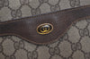 Authentic GUCCI Web Sherry Line Shoulder Tote Bag GG PVC Leather Brown 6413J