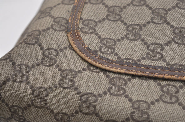 Authentic GUCCI Web Sherry Line Shoulder Tote Bag GG PVC Leather Brown 6413J