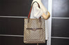 Authentic GUCCI Web Sherry Line Shoulder Tote Bag GG PVC Leather Brown 6413J