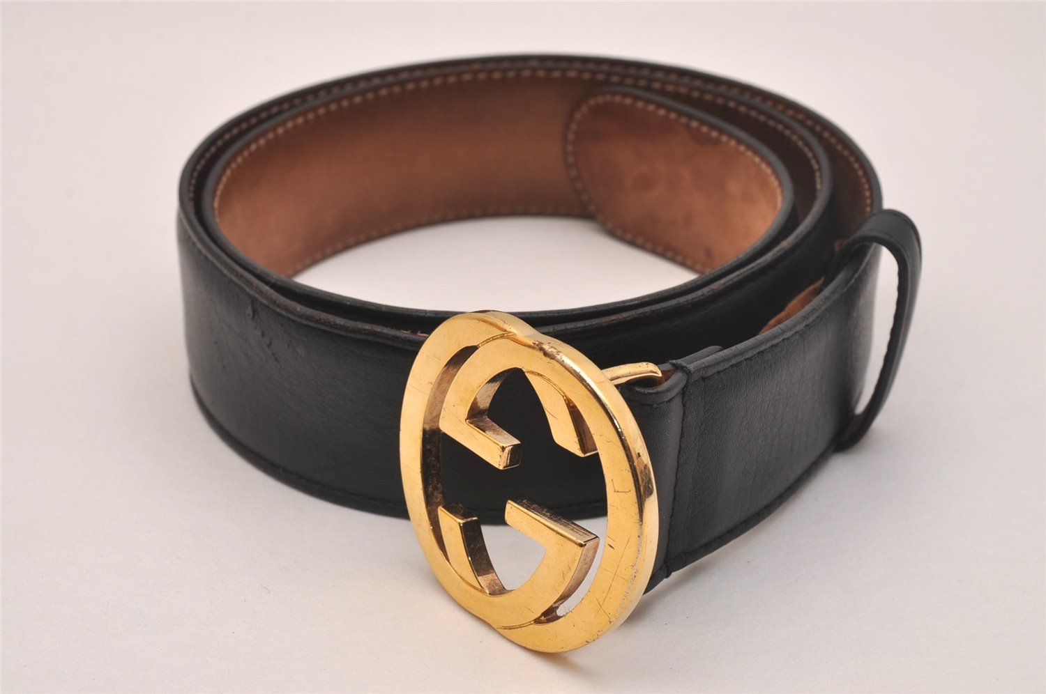 Authentic GUCCI Interlocking G Belt Leather Size 80cm 31.5