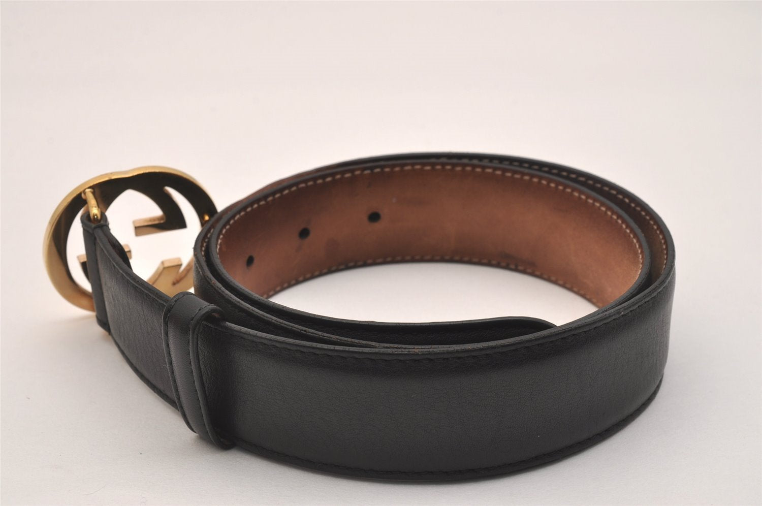 Authentic GUCCI Interlocking G Belt Leather Size 80cm 31.5