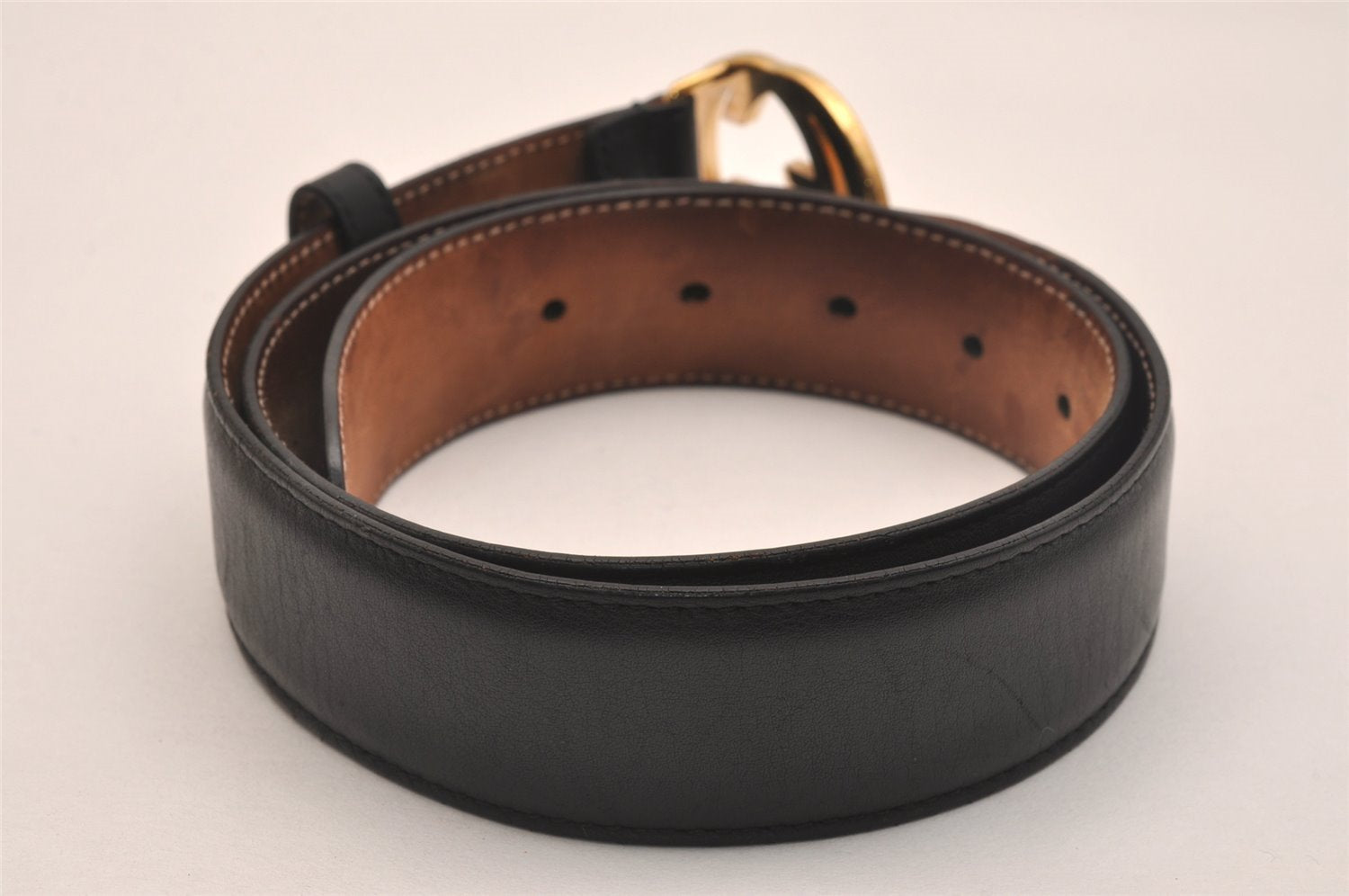 Authentic GUCCI Interlocking G Belt Leather Size 80cm 31.5
