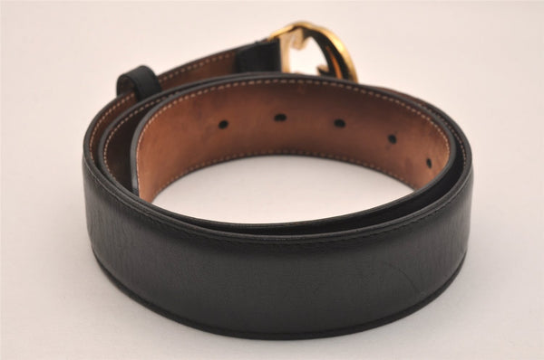 Authentic GUCCI Interlocking G Belt Leather Size 80cm 31.5" 370543 Black 6415J