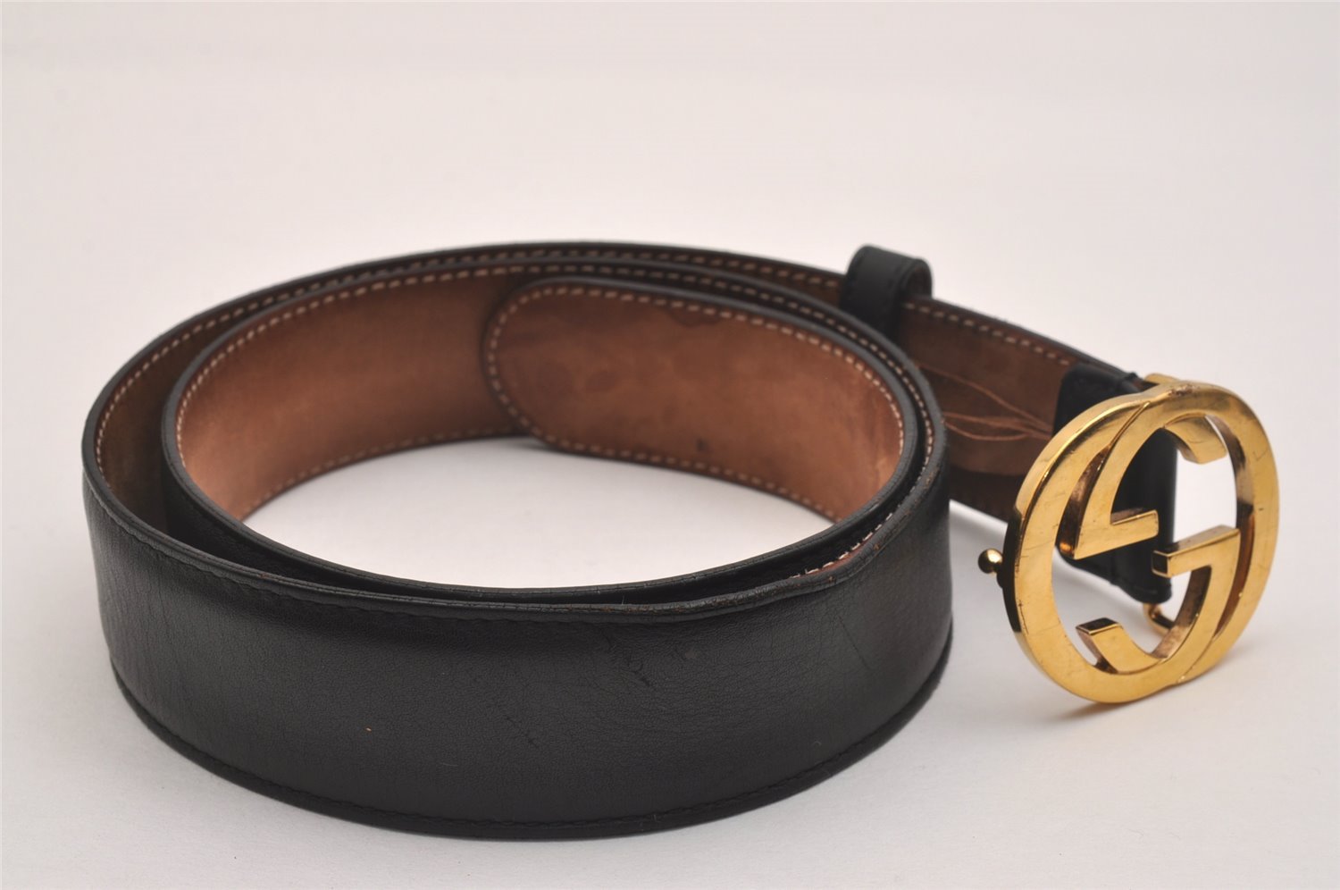 Authentic GUCCI Interlocking G Belt Leather Size 80cm 31.5