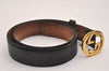 Authentic GUCCI Interlocking G Belt Leather Size 80cm 31.5" 370543 Black 6415J