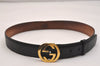 Authentic GUCCI Interlocking G Belt Leather Size 80cm 31.5" 370543 Black 6415J