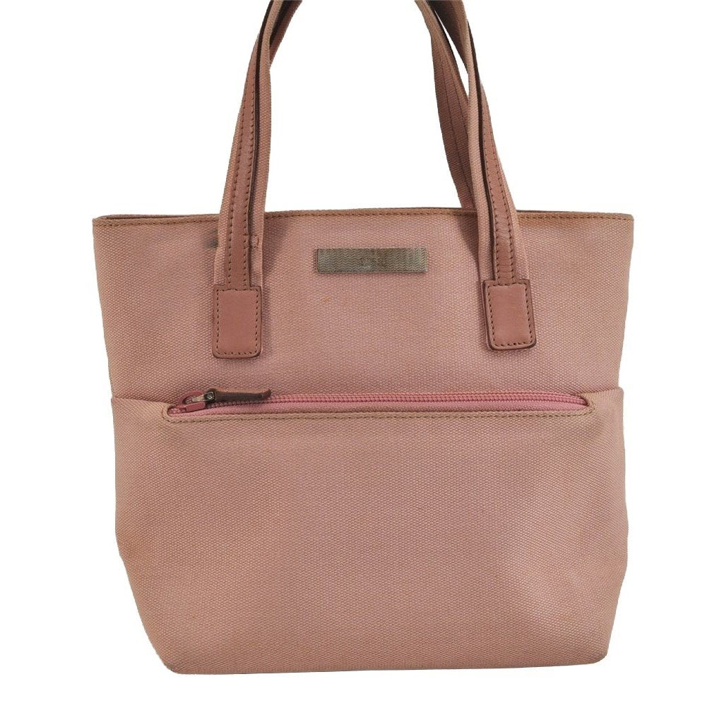 Authentic GUCCI Vintage Hand Tote Bag Purse Canvas Leather 76480 Pink 6416J