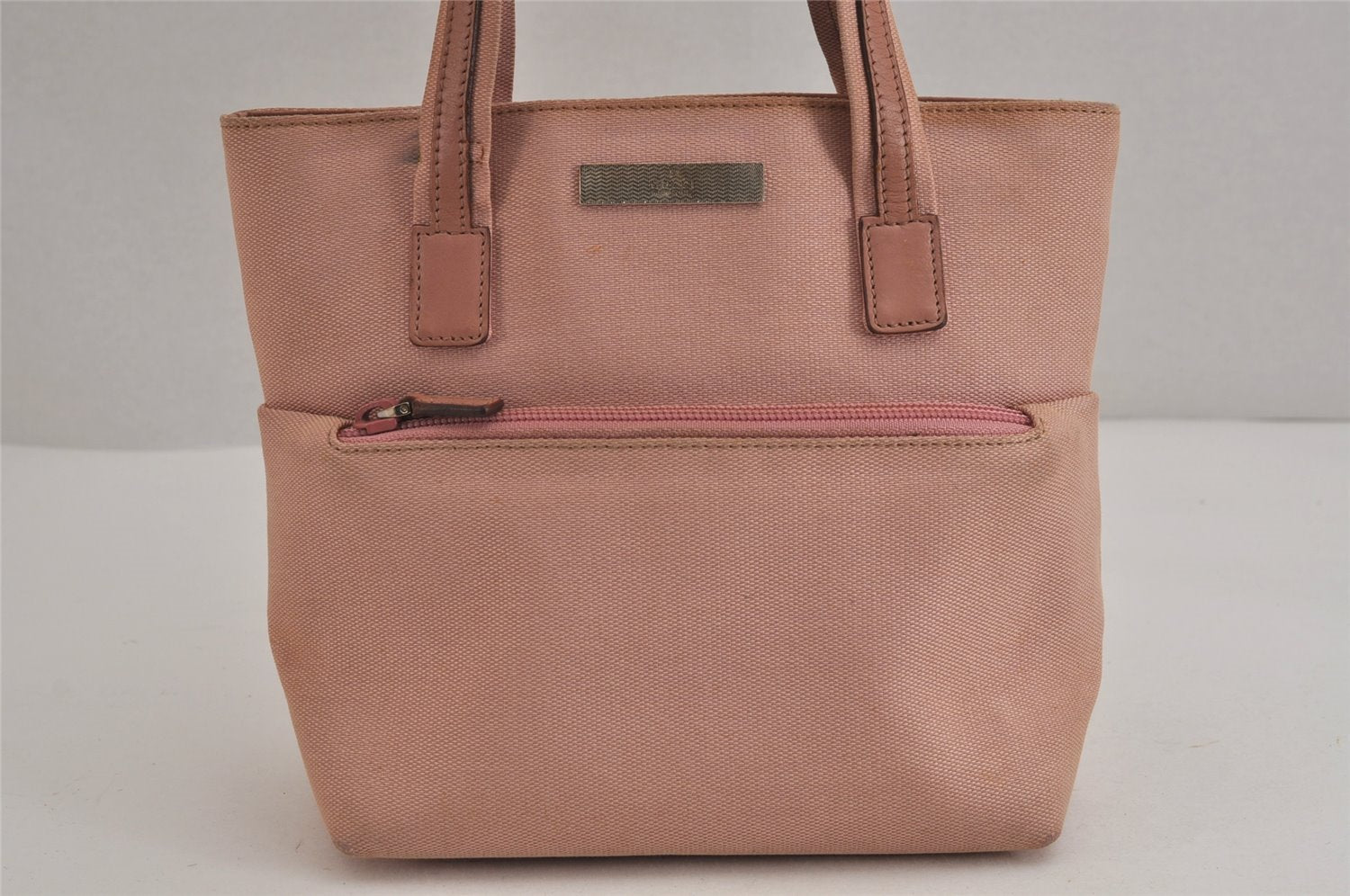 Authentic GUCCI Vintage Hand Tote Bag Purse Canvas Leather 76480 Pink 6416J