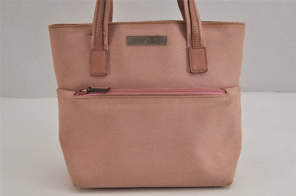 Authentic GUCCI Vintage Hand Tote Bag Purse Canvas Leather 76480 Pink 6416J