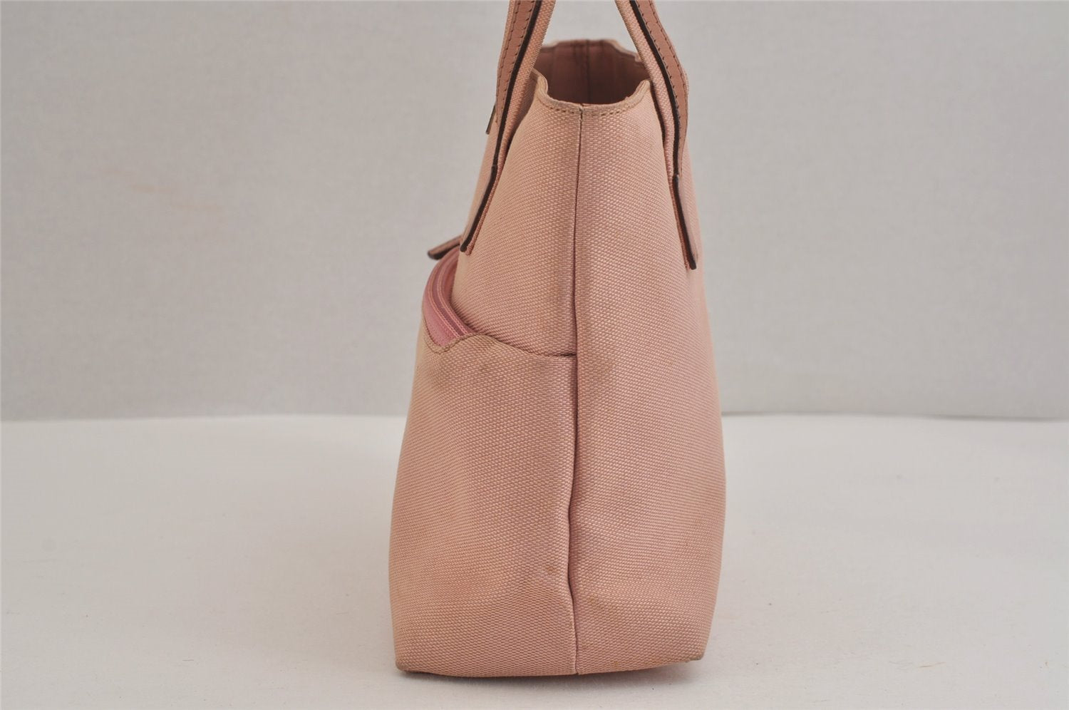 Authentic GUCCI Vintage Hand Tote Bag Purse Canvas Leather 76480 Pink 6416J
