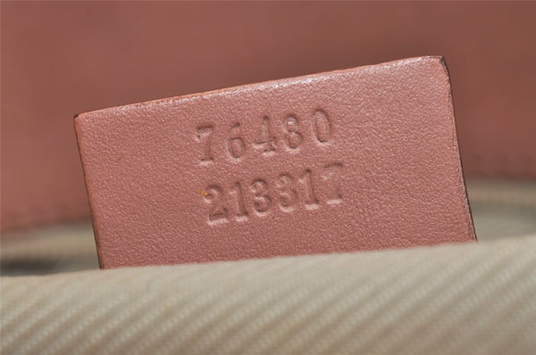 Authentic GUCCI Vintage Hand Tote Bag Purse Canvas Leather 76480 Pink 6416J