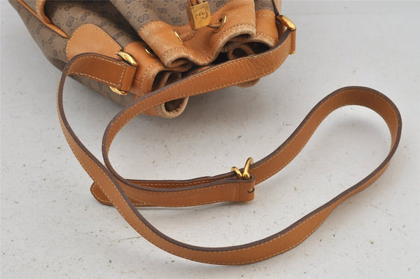 Authentic GUCCI Micro GG PVC Leather Shoulder Drawstring Bag Brown Junk 6417J