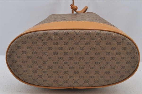 Authentic GUCCI Micro GG PVC Leather Shoulder Drawstring Bag Brown Junk 6417J