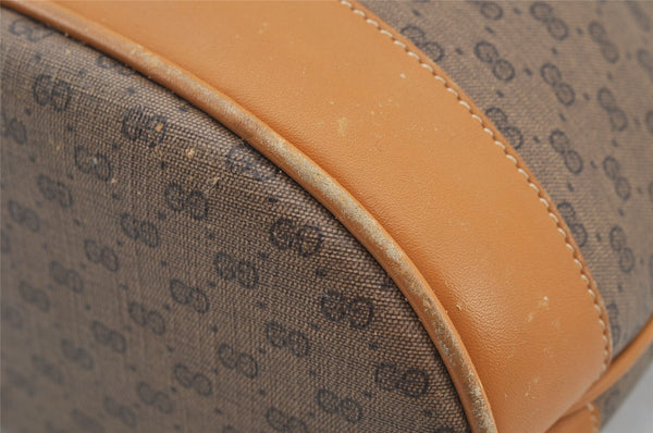 Authentic GUCCI Micro GG PVC Leather Shoulder Drawstring Bag Brown Junk 6417J