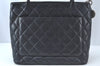 Authentic CHANEL Caviar Skin Medallion CC Logo Shoulder Tote Bag Black 6417K