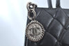 Authentic CHANEL Caviar Skin Medallion CC Logo Shoulder Tote Bag Black 6417K