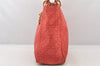 Authentic Christian Dior Lady Dior Lamb Skin Cannage Hand Bag Red CD 6418K