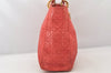Authentic Christian Dior Lady Dior Lamb Skin Cannage Hand Bag Red CD 6418K
