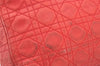 Authentic Christian Dior Lady Dior Lamb Skin Cannage Hand Bag Red CD 6418K