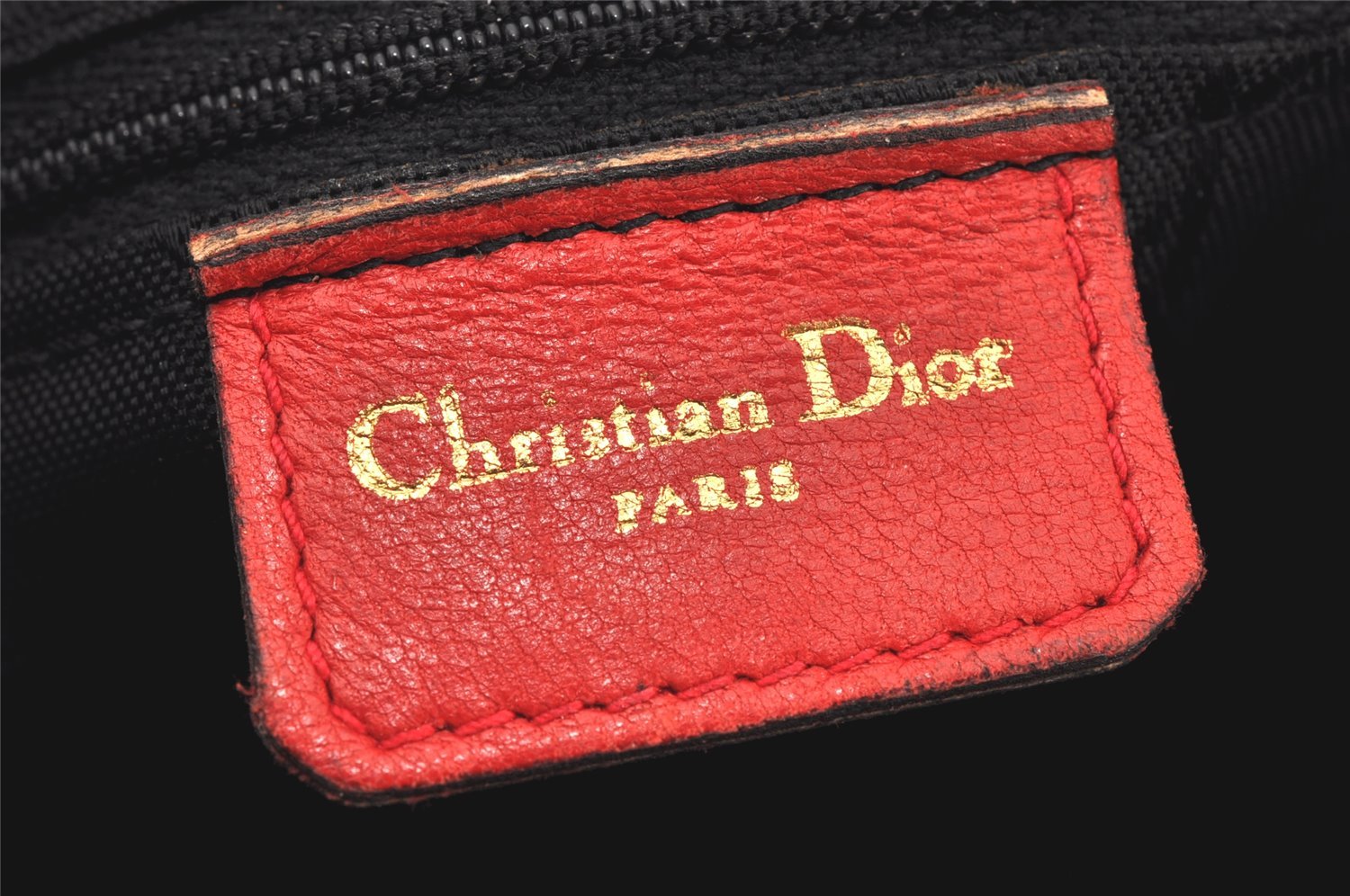 Authentic Christian Dior Lady Dior Lamb Skin Cannage Hand Bag Red CD 6418K
