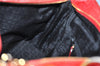 Authentic Christian Dior Lady Dior Lamb Skin Cannage Hand Bag Red CD 6418K
