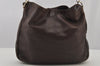 Authentic GUCCI Vintage Bamboo Shoulder Tote Bag Leather Brown 6419J