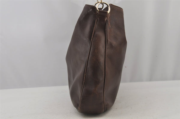 Authentic GUCCI Vintage Bamboo Shoulder Tote Bag Leather Brown 6419J