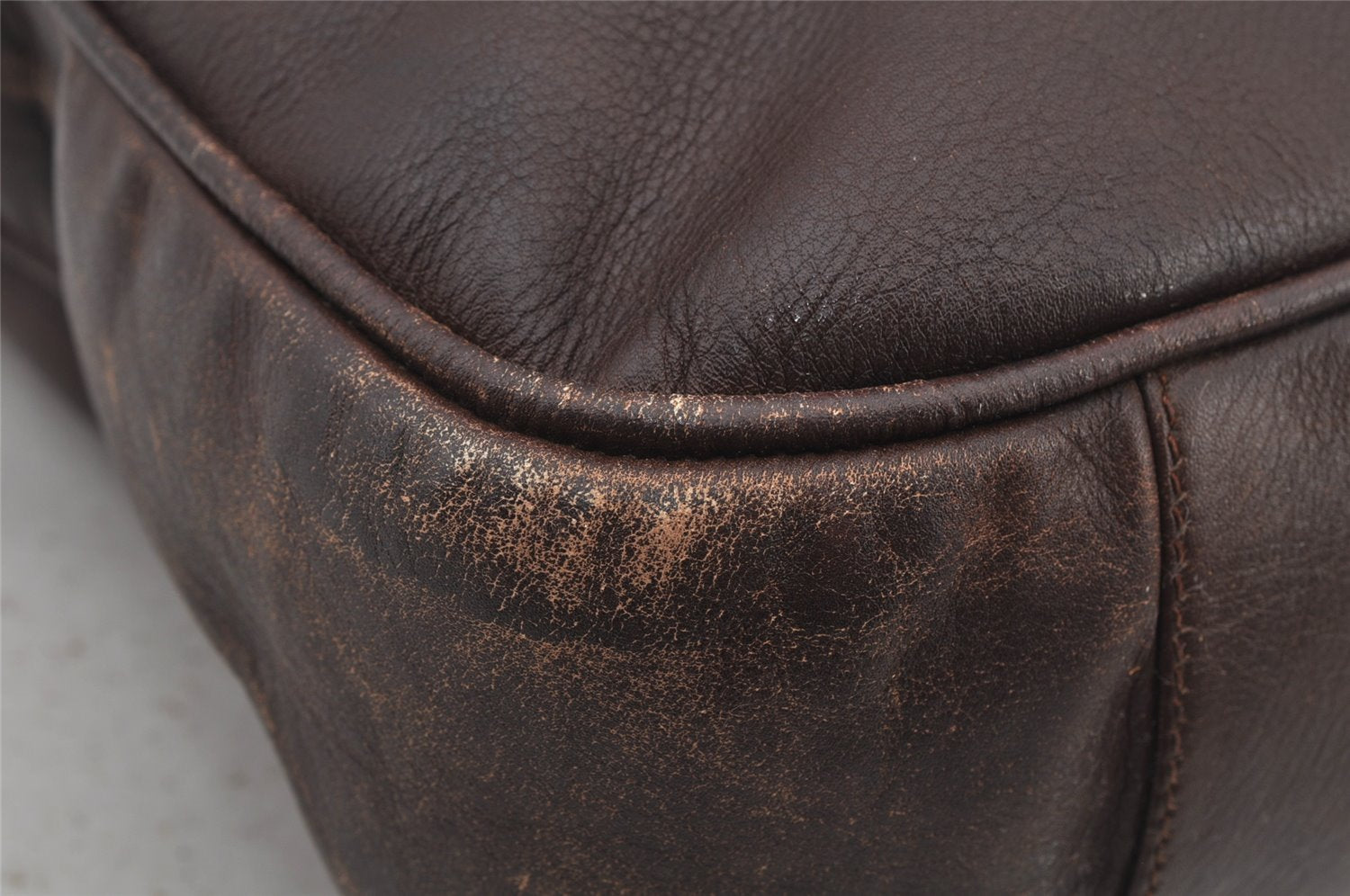 Authentic GUCCI Vintage Bamboo Shoulder Tote Bag Leather Brown 6419J