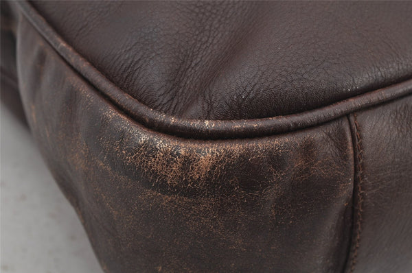 Authentic GUCCI Vintage Bamboo Shoulder Tote Bag Leather Brown 6419J