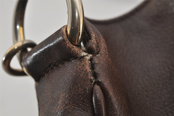 Authentic GUCCI Vintage Bamboo Shoulder Tote Bag Leather Brown 6419J