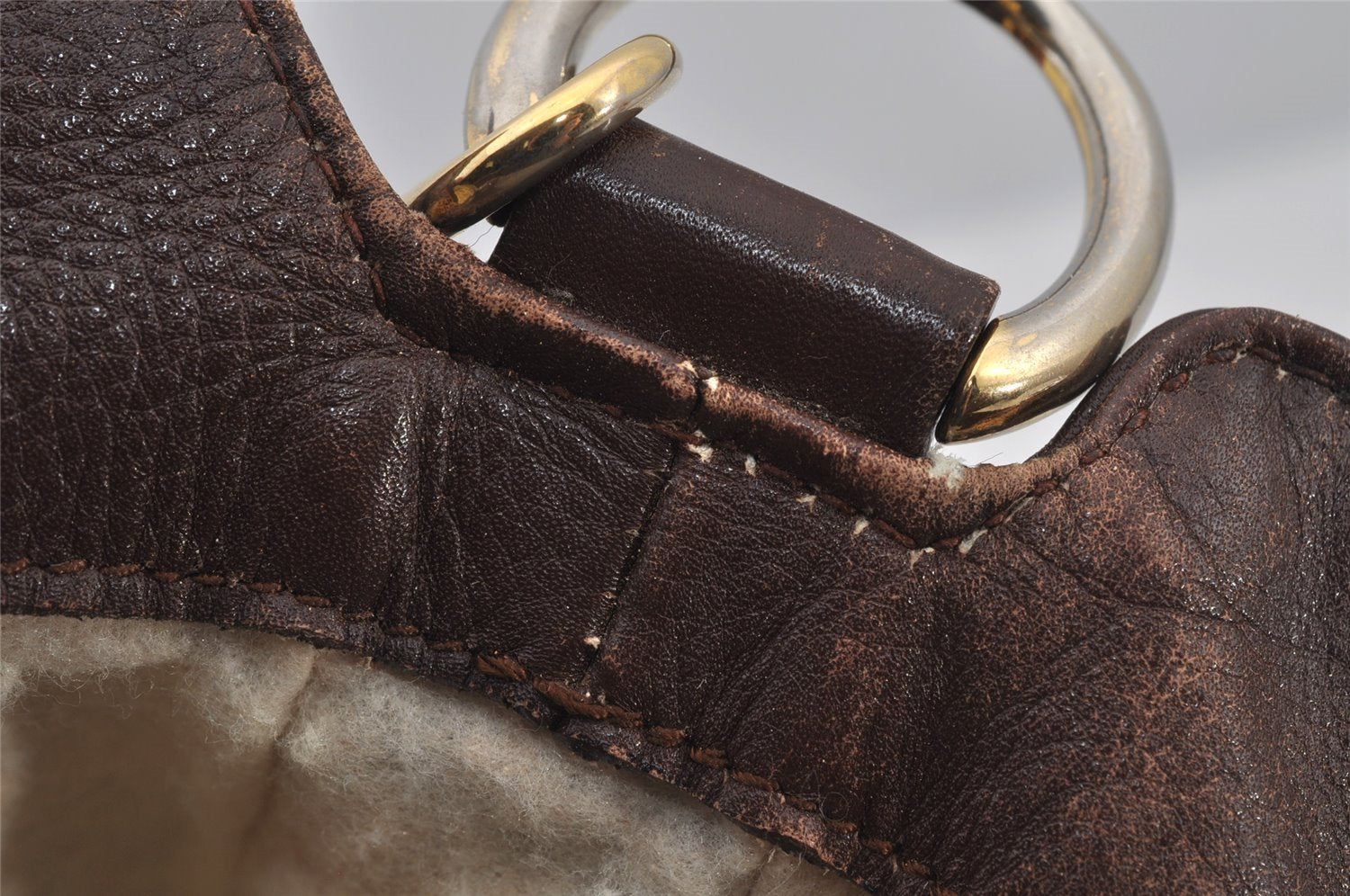 Authentic GUCCI Vintage Bamboo Shoulder Tote Bag Leather Brown 6419J