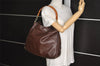 Authentic GUCCI Vintage Bamboo Shoulder Tote Bag Leather Brown 6419J