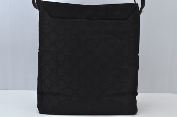 Authentic GUCCI Vintage Shoulder Hand Bag GG Nylon Leather 0021043 Black 6420J