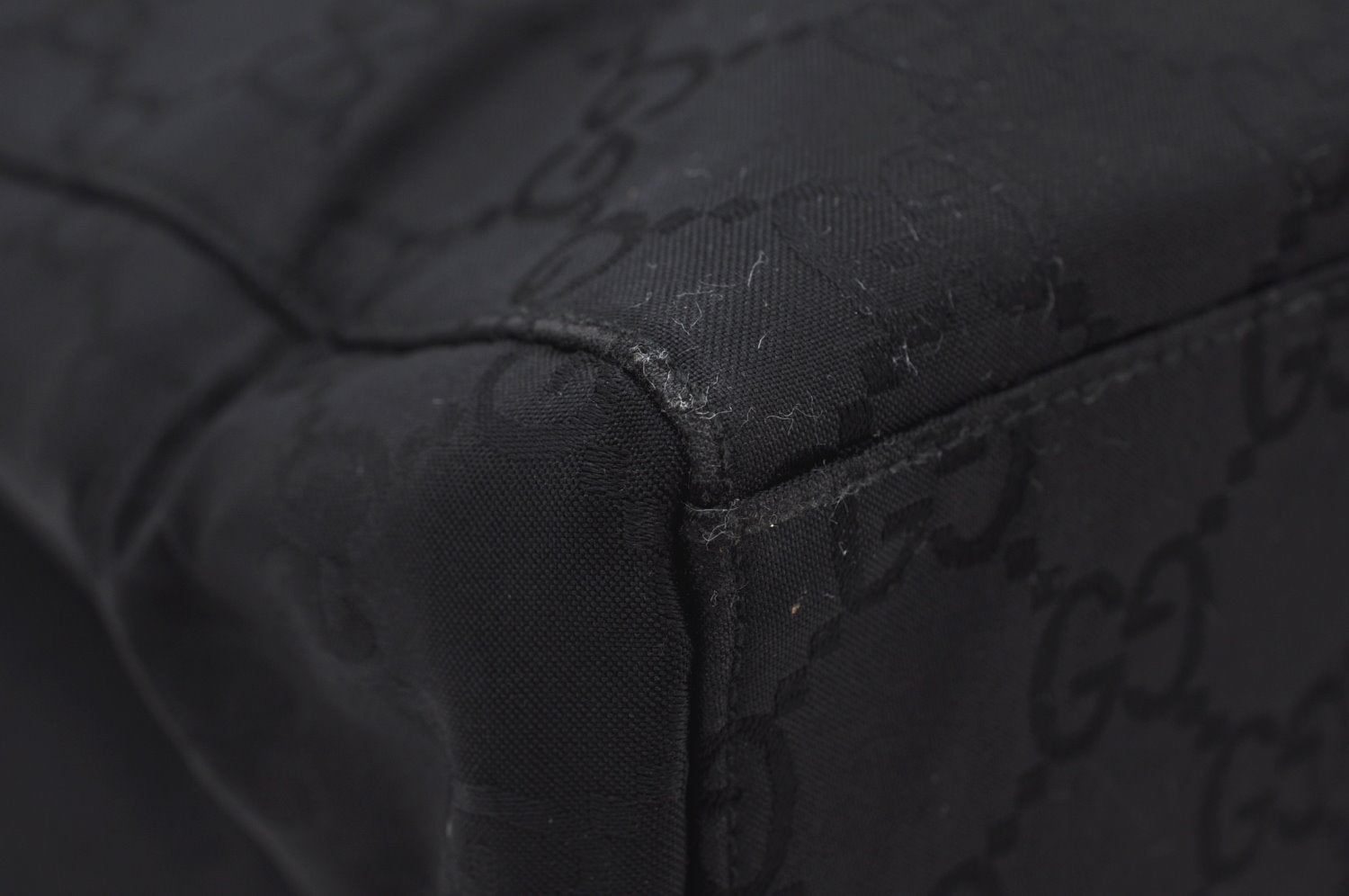 Authentic GUCCI Vintage Shoulder Hand Bag GG Nylon Leather 0021043 Black 6420J